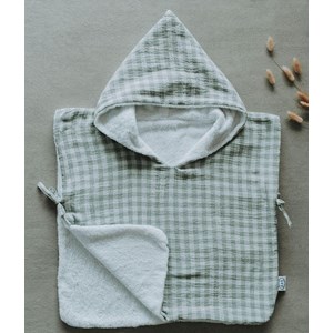 Poncho de bain vichy vert de gris