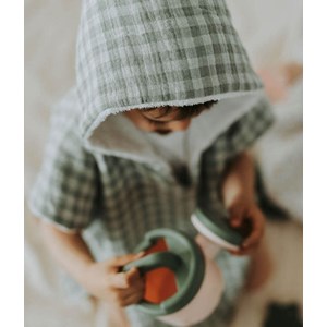 Poncho de bain vichy vert de gris