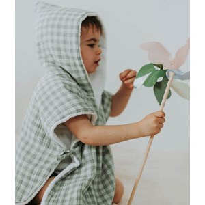 Poncho de bain vichy vert de gris