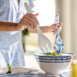 Couverts à salade en mélamine bleu 28 cm