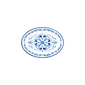 Lot 2 plateaux ovales en mélamine bleu
