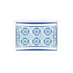 Plateau avec poignées en mélamine bleu