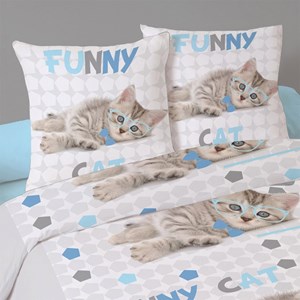 Housse de couette 240x220 funny cat + 2