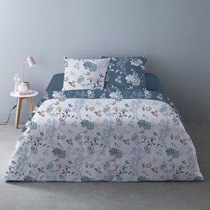 Housse de couette 240x220 hana bleu + 2