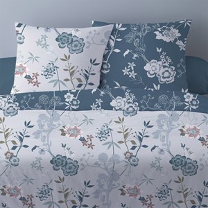 Housse de couette 240x220 hana bleu + 2