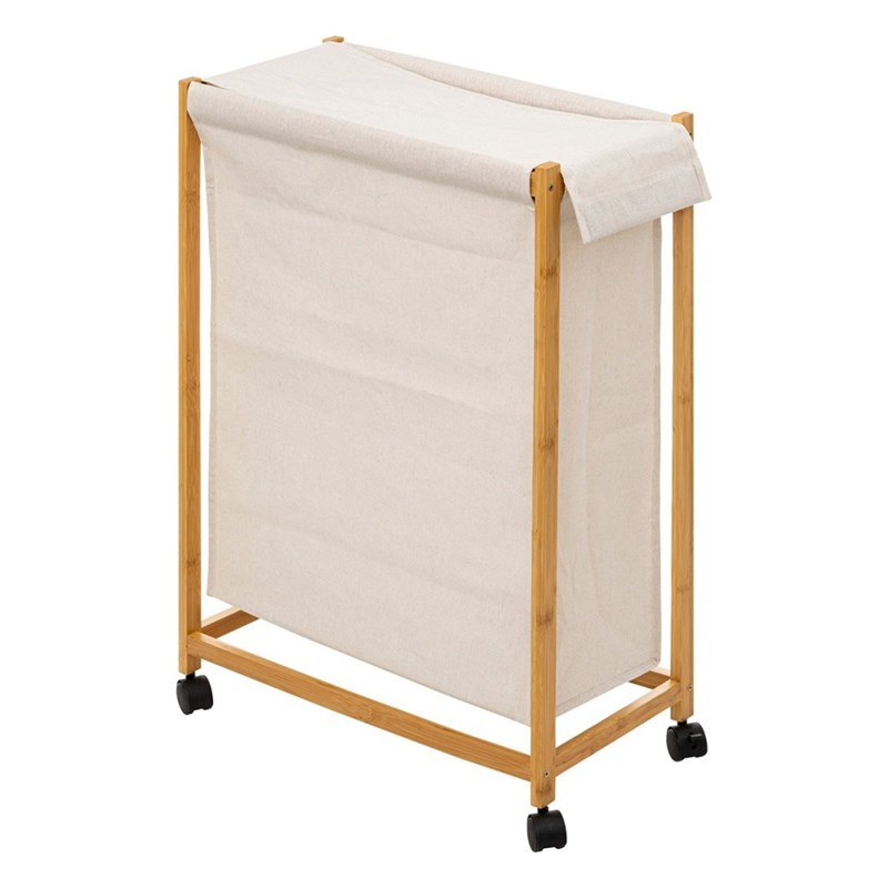 Panier à linge 52l sur roulettes bambou