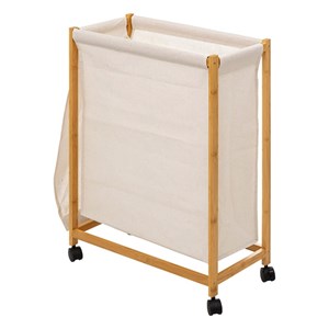 Panier à linge 52l sur roulettes bambou