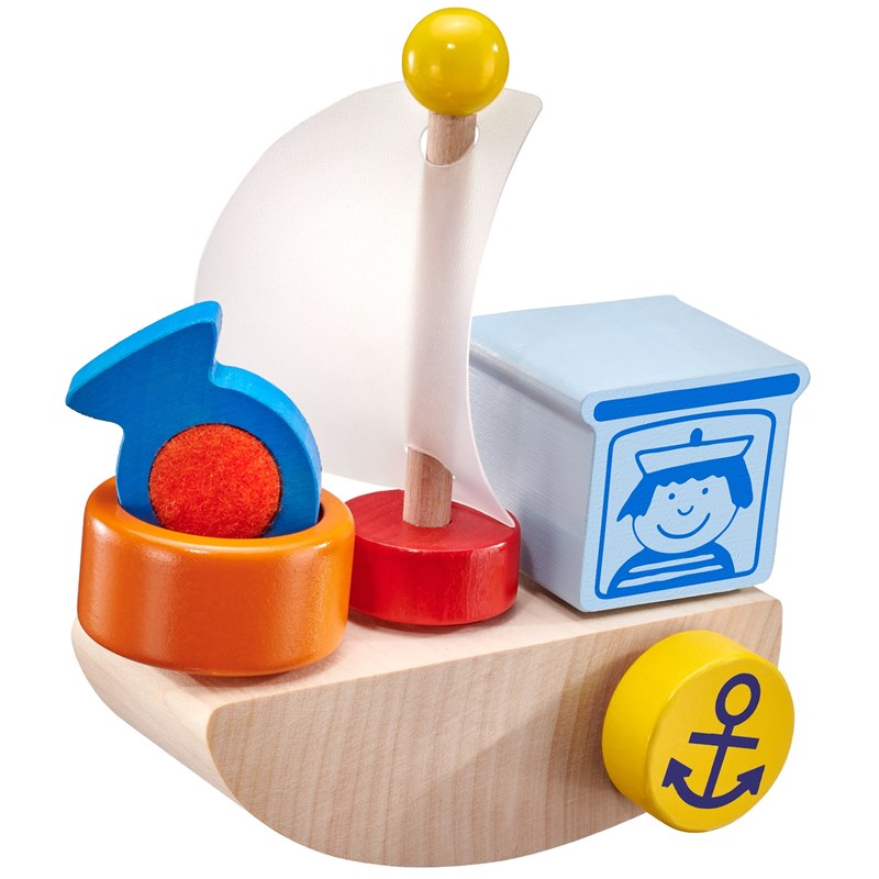 Bateau en bois, velcro 5 pcs