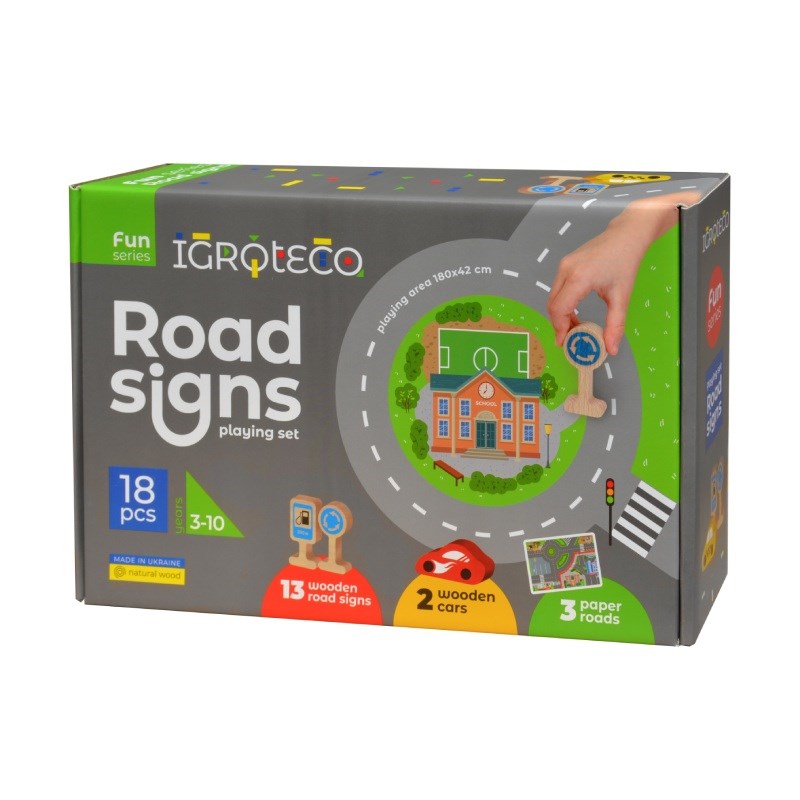 IGROTECO - Set de jeu panneaux routiers 18 pcs bois