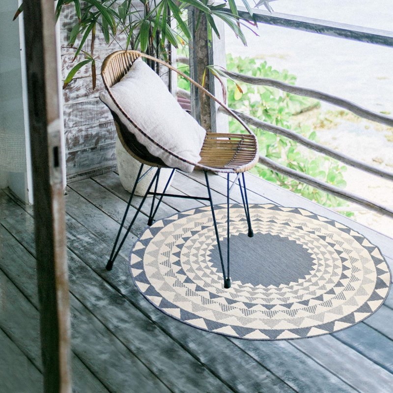 Un Amour de Tapis - Tapis exterieur 240x240 rond bleu