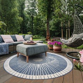 Tapis exterieur 240x240 rond bleu