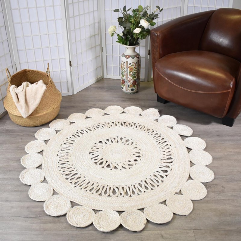 Tapis rond 100x100 rond ecru