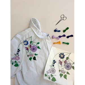 Fleurs mauve, super big kit de broderie