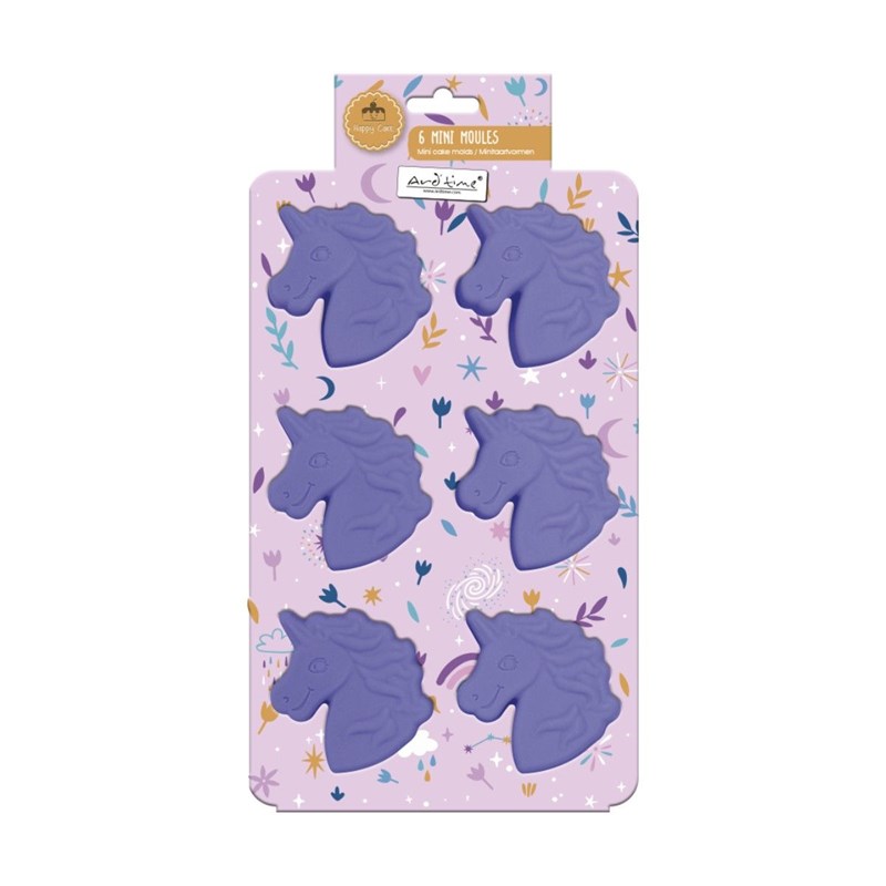 6 mini moules forme licorne, happy cake