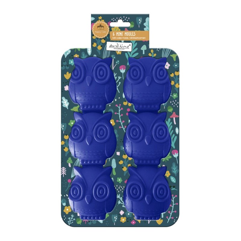 6 mini moules en forme hibou, happy cake