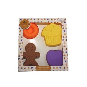 4 mini moules forme gâteau, happy cake