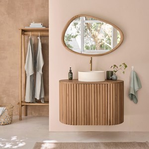 Meuble de salle de bain suspendu teck
