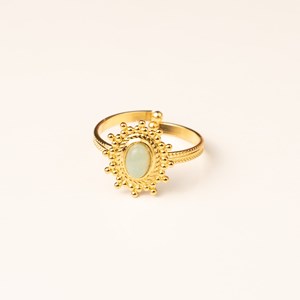 Bague réglable soleil dorée - bleu