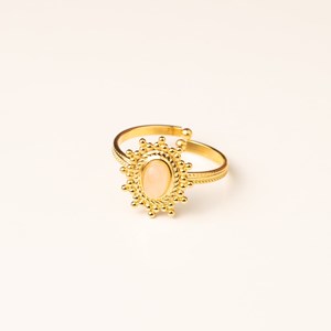 Bague réglable soleil dorée - rose