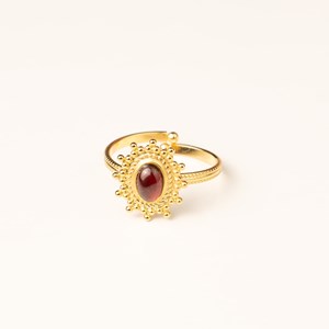 Bague réglable soleil dorée - bordeaux