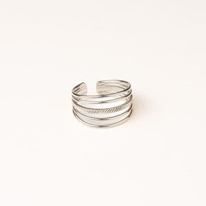 Bague réglable argentée à cinq anneaux