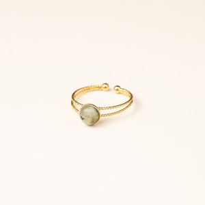 Bague réglable double anneau - jade vert