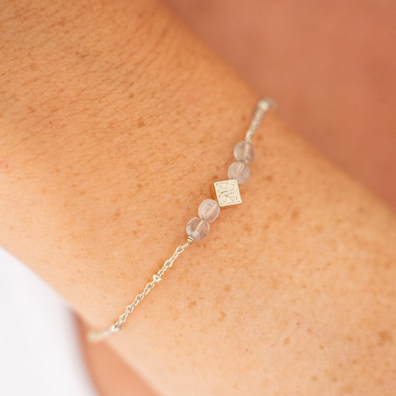 Bracelet argenté pierre de lune