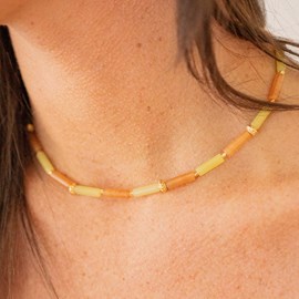 Collier ras de cou jade et aventurine