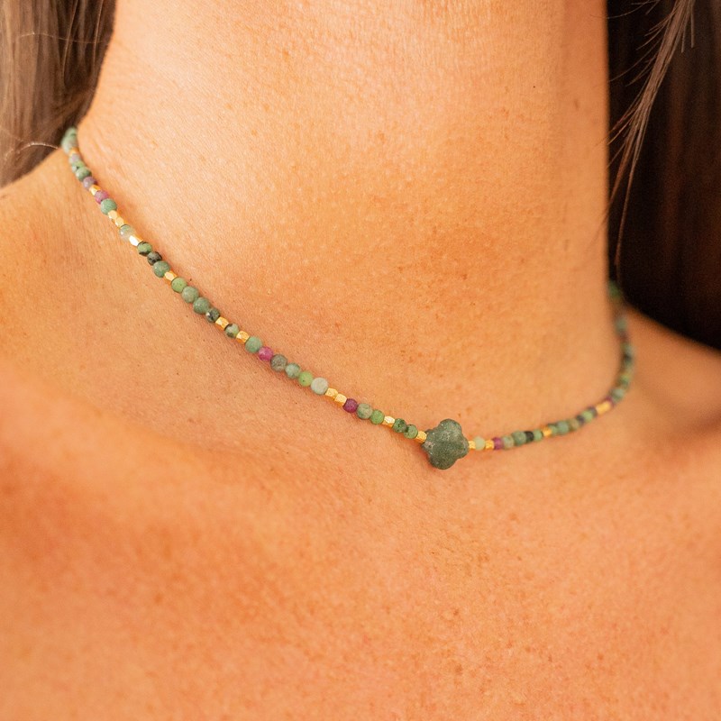 Collier ras de cou jade agate - énergie