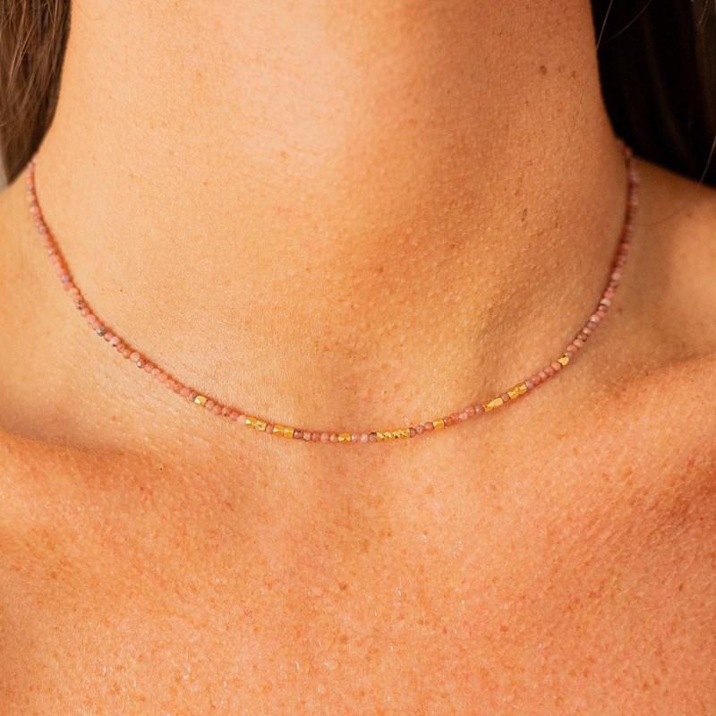 Collier ras de cou rhodonite - sérénité