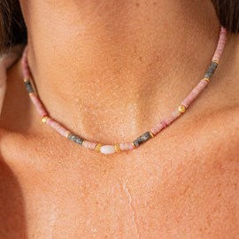 Collier ras de cou rhodonite - sérénité
