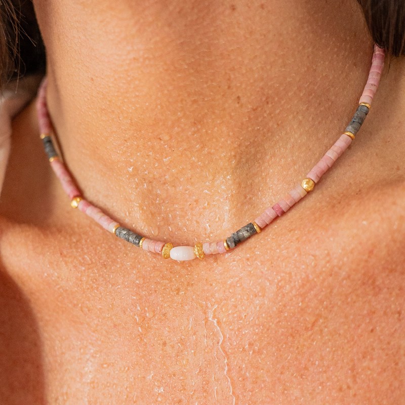 Collier ras de cou rhodonite - sérénité