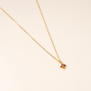 Collier doré - losange cristal orangé