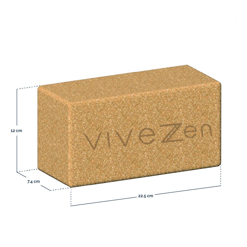 2 briques de yoga 22,5x12x7,4 cm - liège (Vivezen) - Image 1