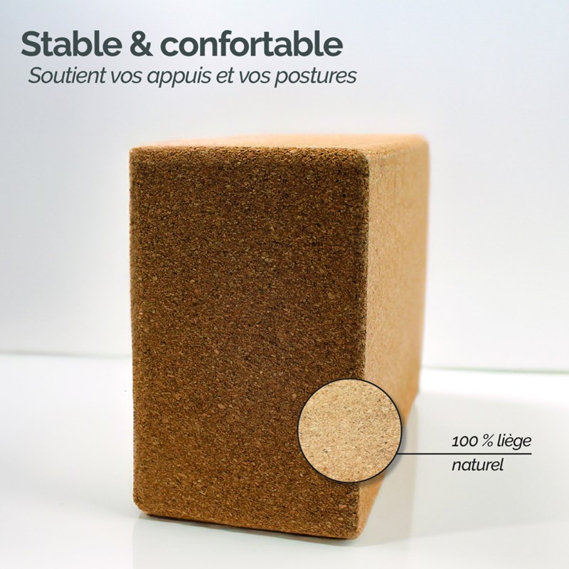 2 briques de yoga 22,5x12x7,4 cm - liège (Vivezen) - Image 2