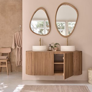 Meuble de salle de bain suspendu teck