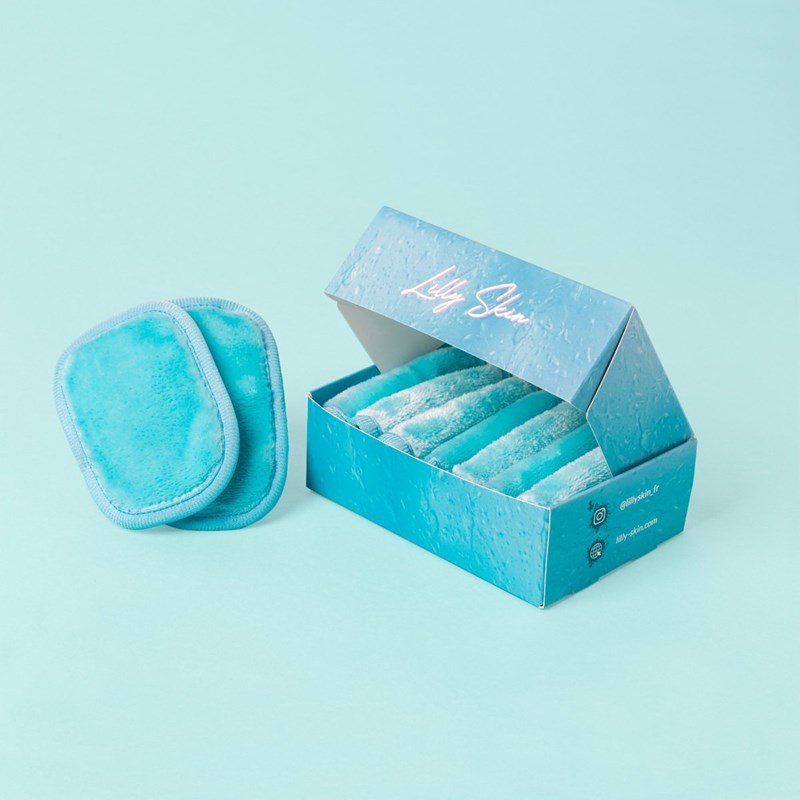 Lilly Skin - Carrés démaquillants lavables bleu chill