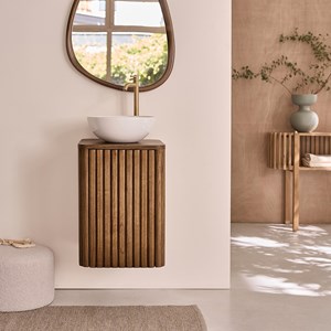 Lave main suspendu en mindi massif 40 cm