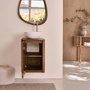 Lave main suspendu en mindi massif 40 cm