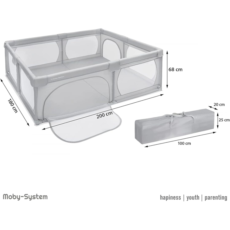 Parc bébé pliable 200*180*68, pliable (Moby System) - Image 2