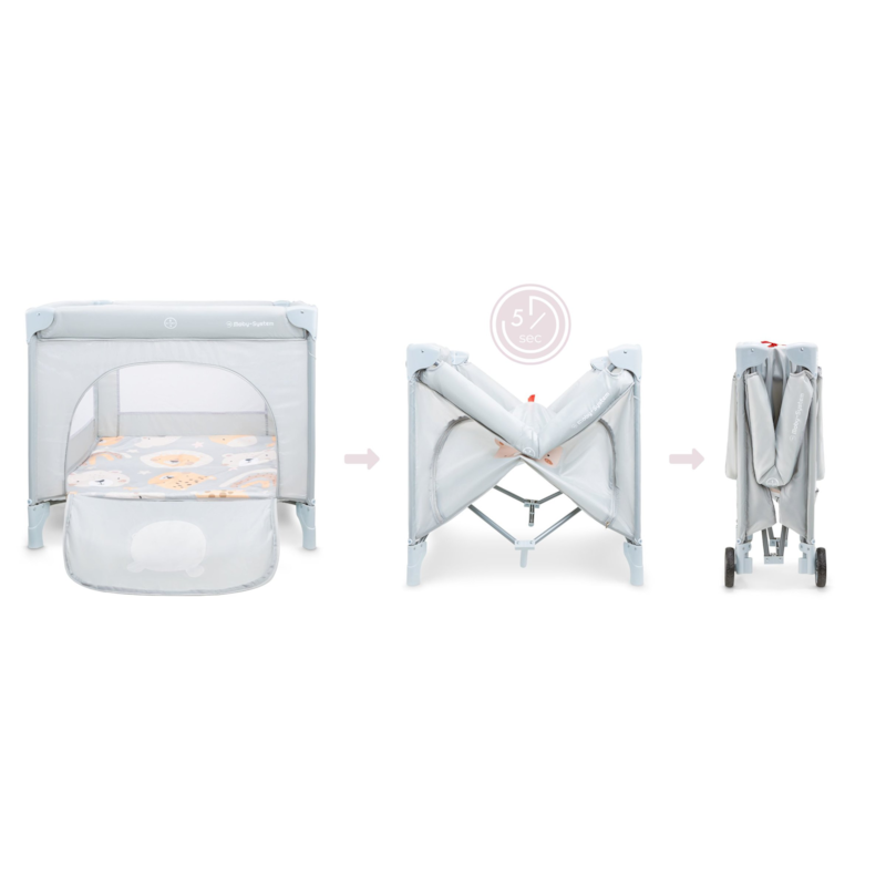 Lit parapluie bébé pliable + matelas (Moby System) - Image 2