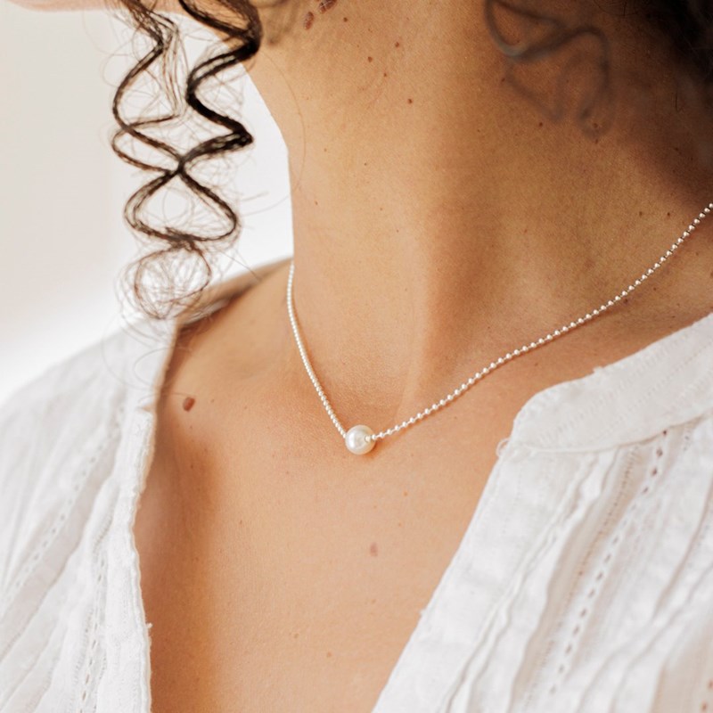 Bijouterie JK - Collier rondo perle blanche