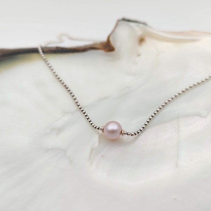Collier rondo perle rose