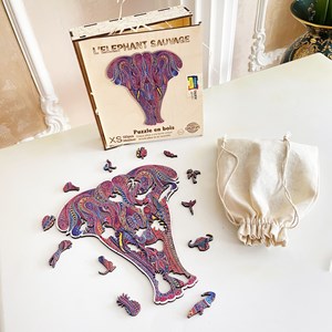 L’éléphant sauvage  puzzle bois, c b