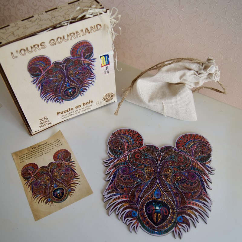 CreatifWood - L'ours gourmand  puzzle bois, c b