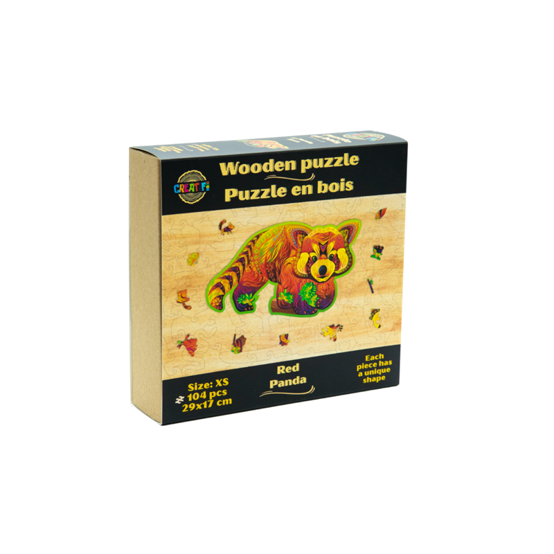 Le panda roux puzzle bois, b c