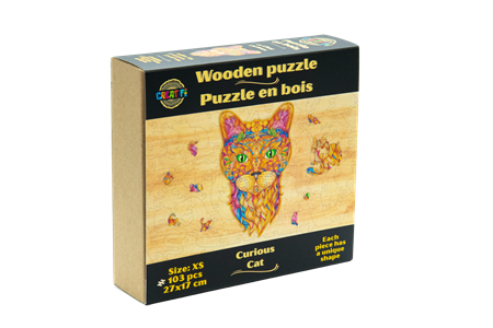Le chat curieux  puzzle bois, b c
