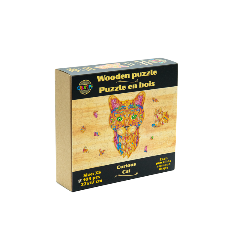 Le chat curieux puzzle bois, b c