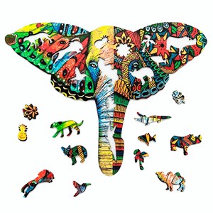 L’éléphant aquarelle  puzzle bois, b c