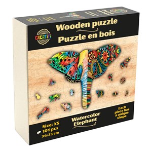 L’éléphant aquarelle  puzzle bois, b c